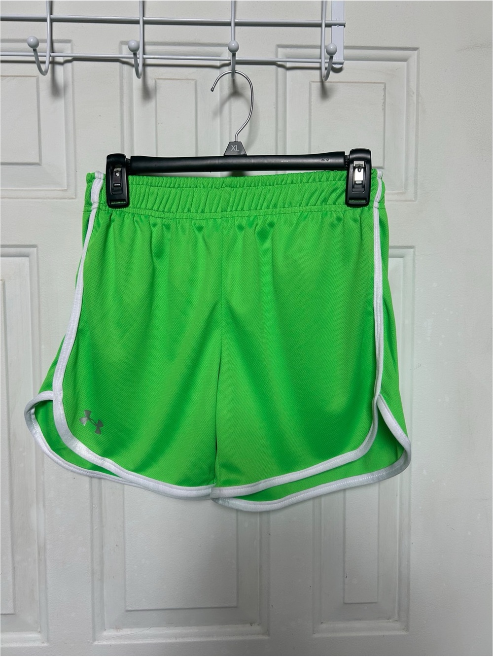 Under Armour Women's Neon Green Athletic Shorts with White Trim